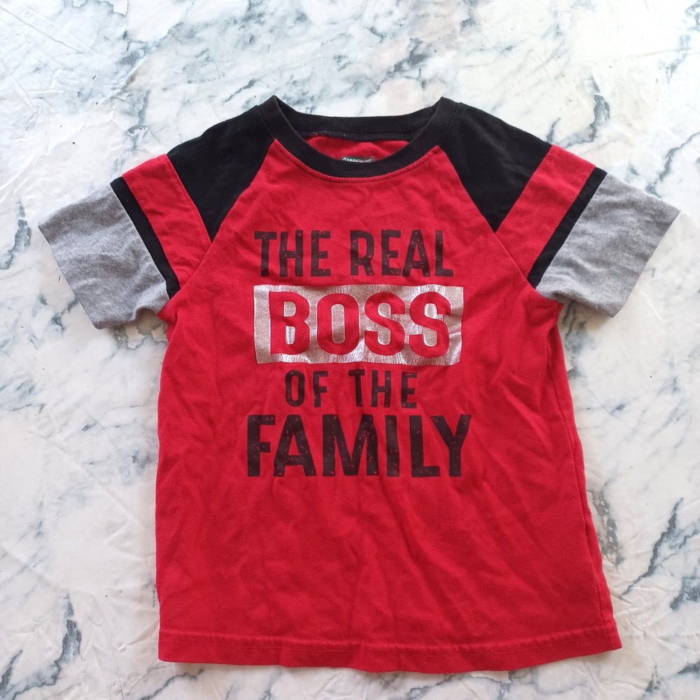 Garanimals Graphic Tee Kids 4T Red The Real Boss Of The Family Raglan Shirt Play